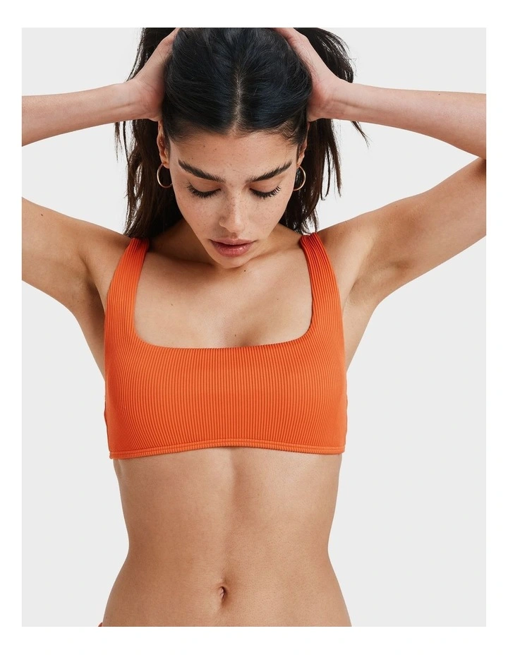 Rib Love Bikini Top in Orange image 1