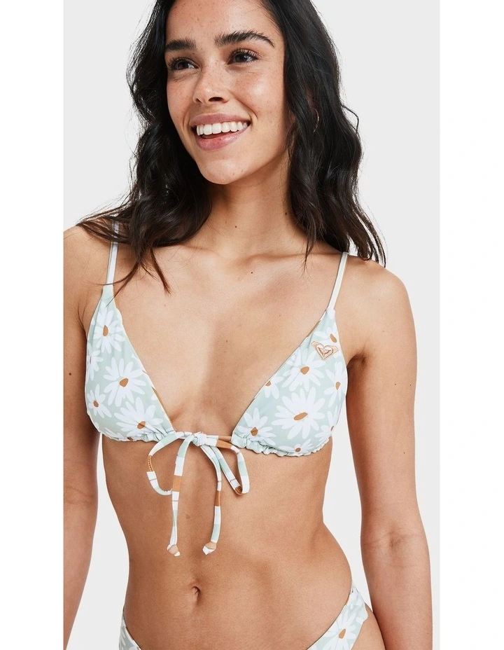 Dream Floral Tiki Tri Bikini Top in Green image 1