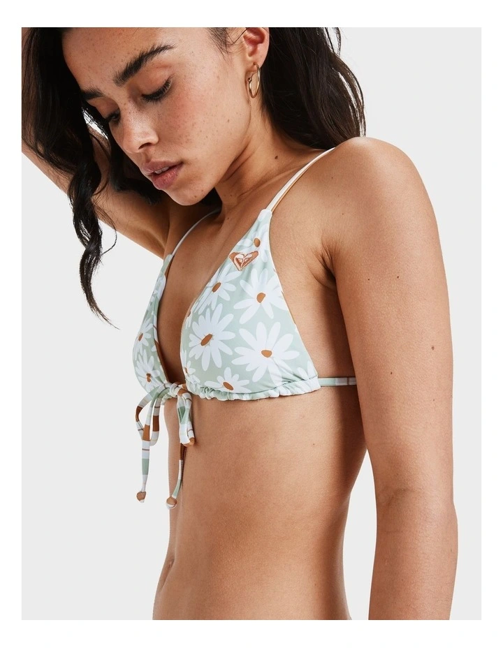 Dream Floral Tiki Tri Bikini Top in Green image 3