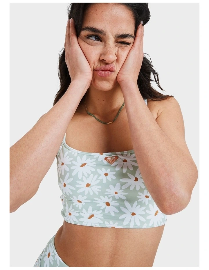 Dream Floral Tank Bikini Top in Green image 4