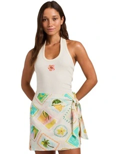 Hibiscus Halter Tank Top Egret
