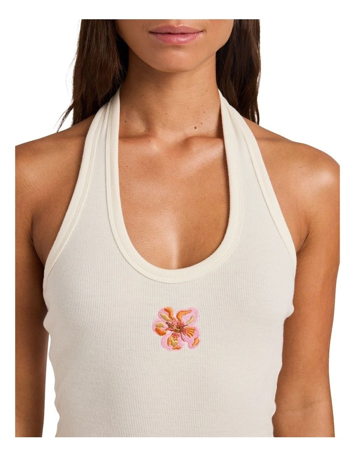 Hibiscus Halter Tank Top Egret image 4