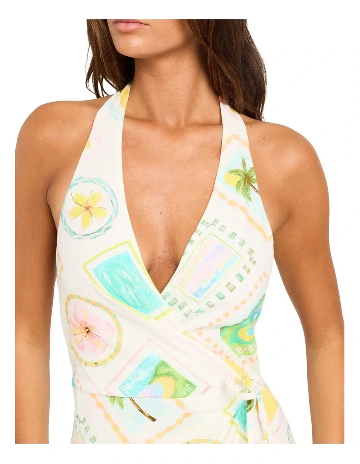 Postcards Wrap Mini Dress Egret image 4