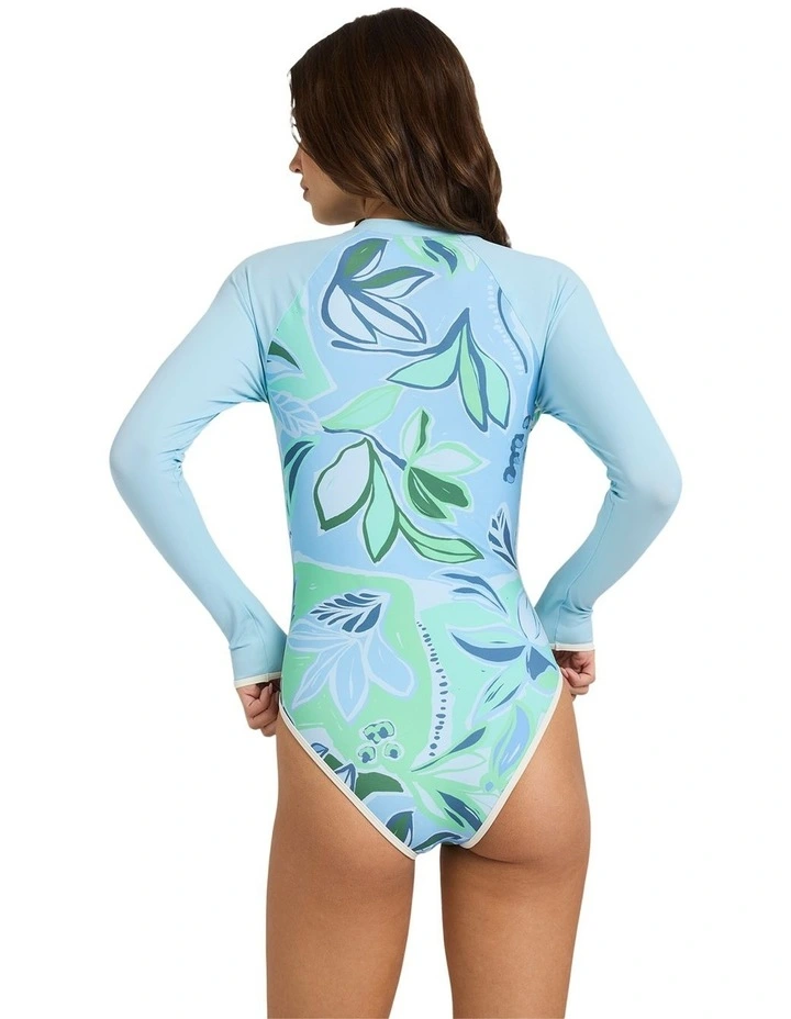 Botanic Active Long Sleeve One Piece Rash Vest in Blue image 2