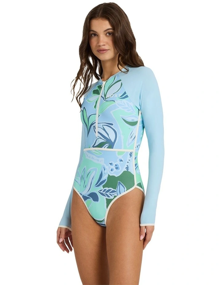 Botanic Active Long Sleeve One Piece Rash Vest in Blue image 3