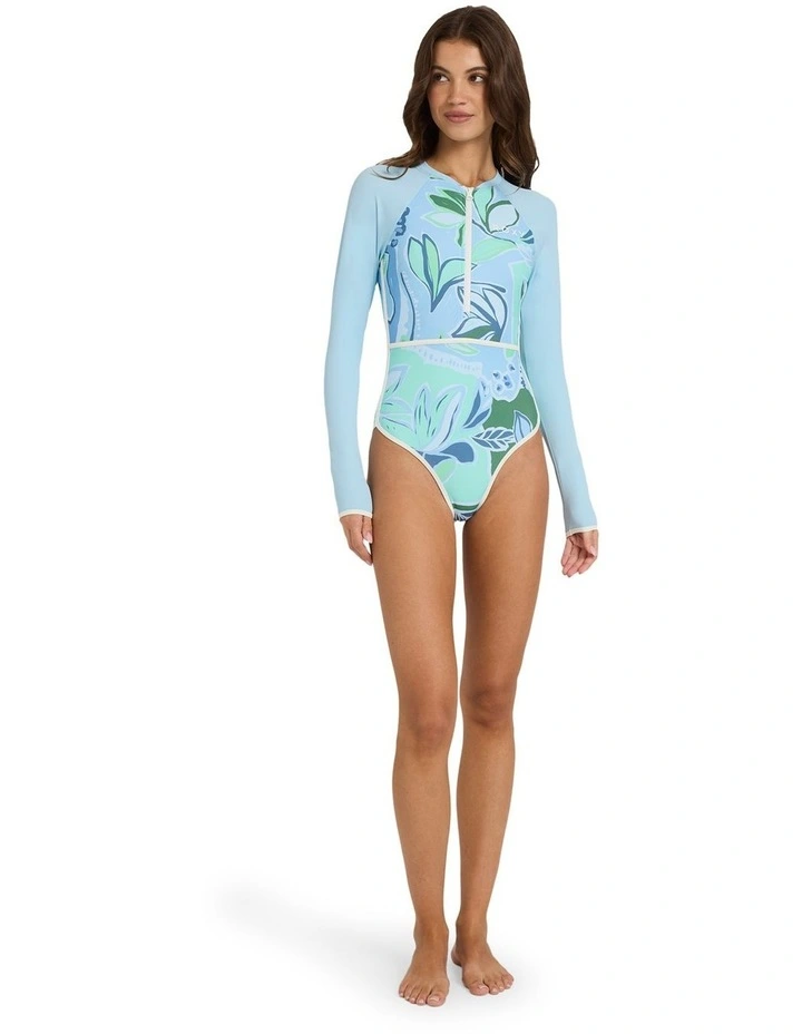 Botanic Active Long Sleeve One Piece Rash Vest in Blue image 4
