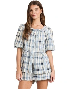 Dyland Check Blouse in Blue