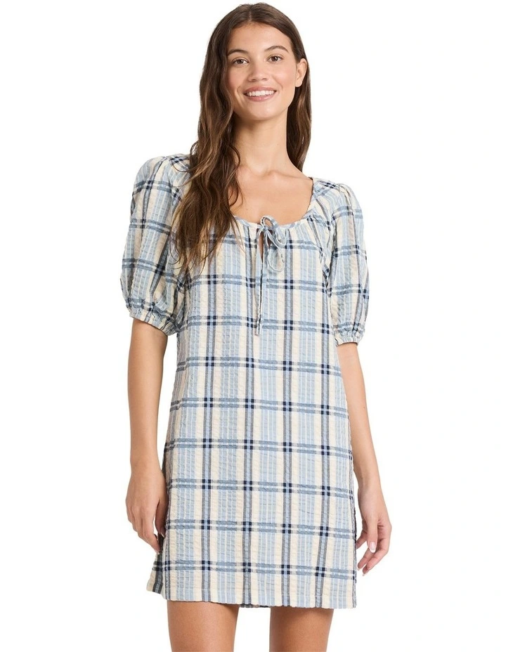 Dyland Check Mini Dress in Blue image 1