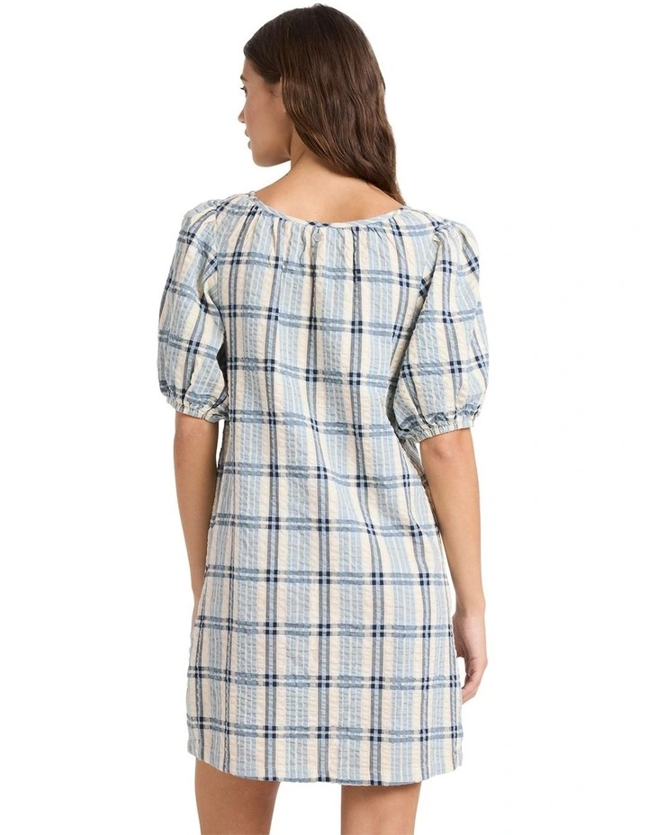 Dyland Check Mini Dress in Blue image 2