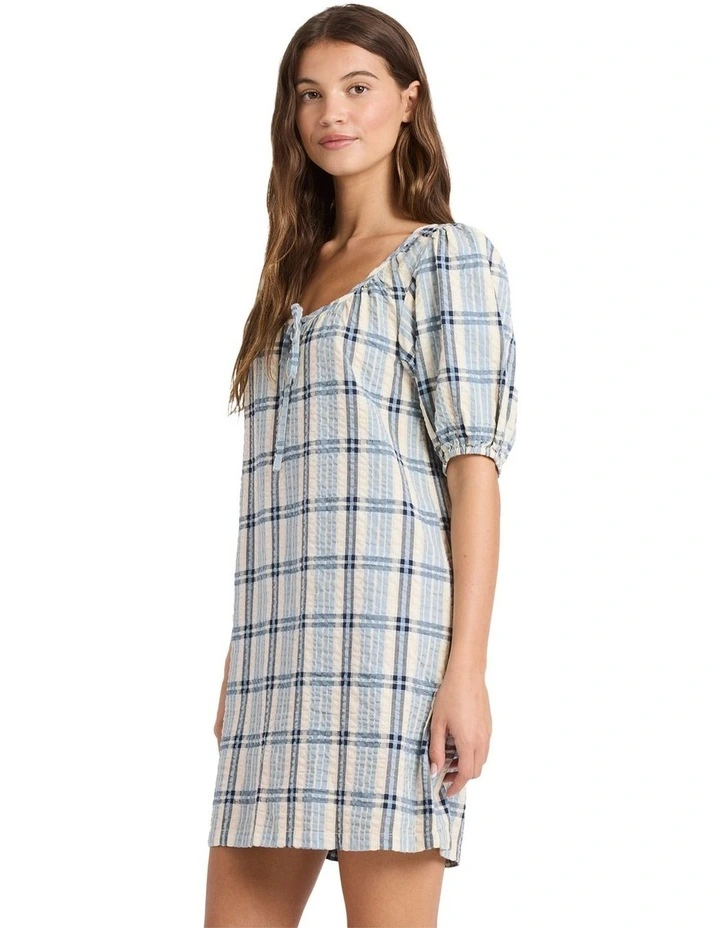 Dyland Check Mini Dress in Blue image 3