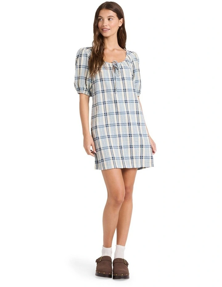 Dyland Check Mini Dress in Blue image 4