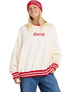 Game Time Crew Neck Top in Cream