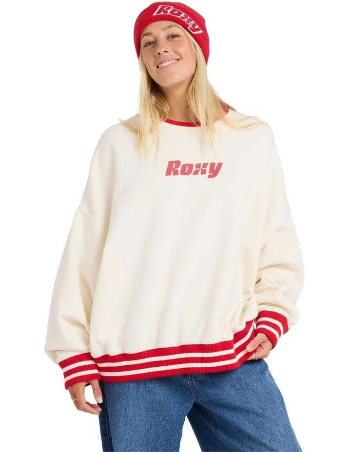 Game Time Crew Neck Top in Cream image 1