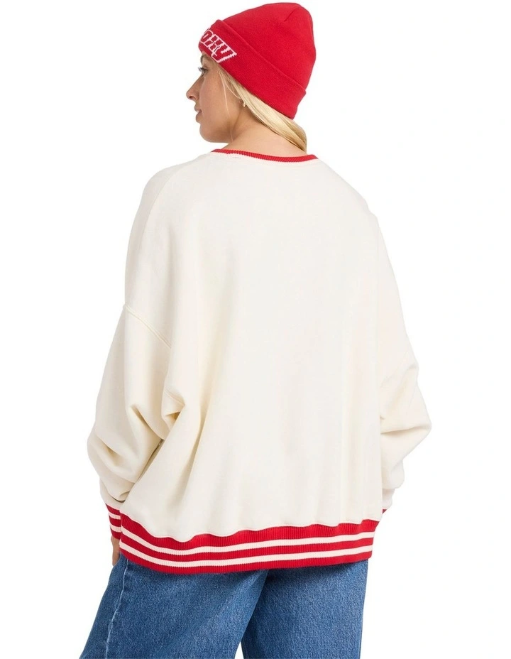 Game Time Crew Neck Top in Cream image 2