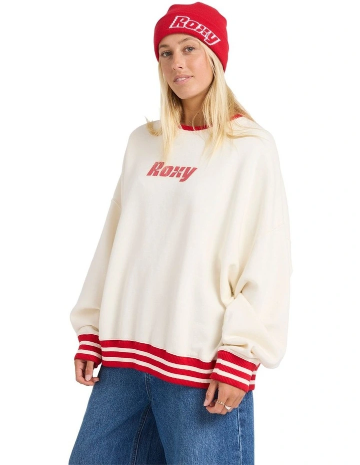 Game Time Crew Neck Top in Cream image 3