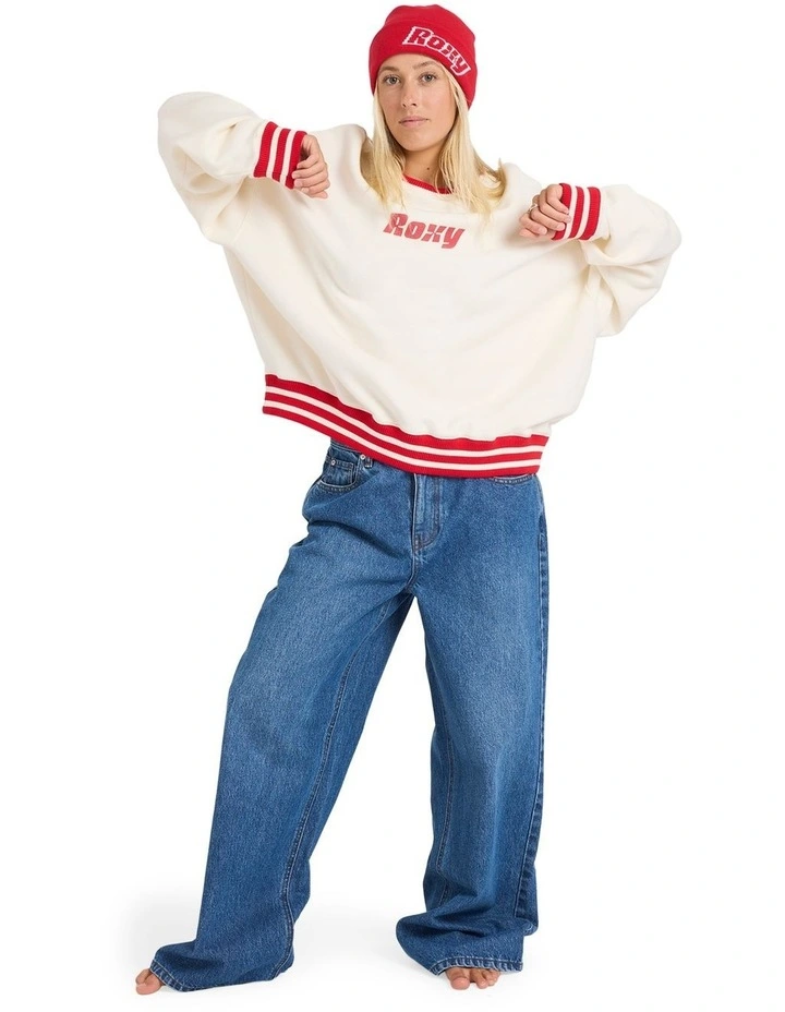 Game Time Crew Neck Top in Cream image 5