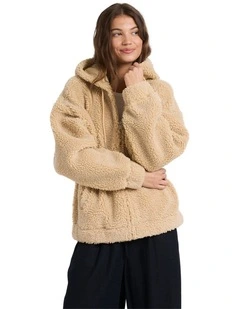 City Track Fleece Jacket in Brown