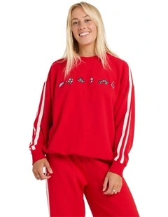 Sketch Crew Neck Jumper in Red