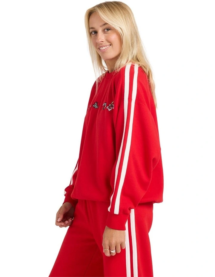 Sketch Crew Neck Jumper in Red image 3