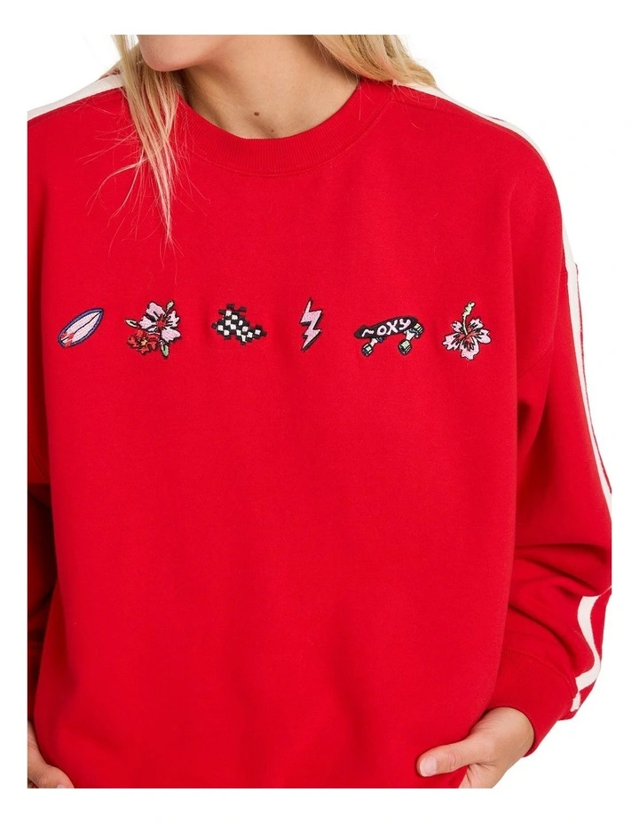 Sketch Crew Neck Jumper in Red image 4