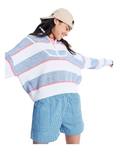 Stay Wavy Mid Denim Shorts White