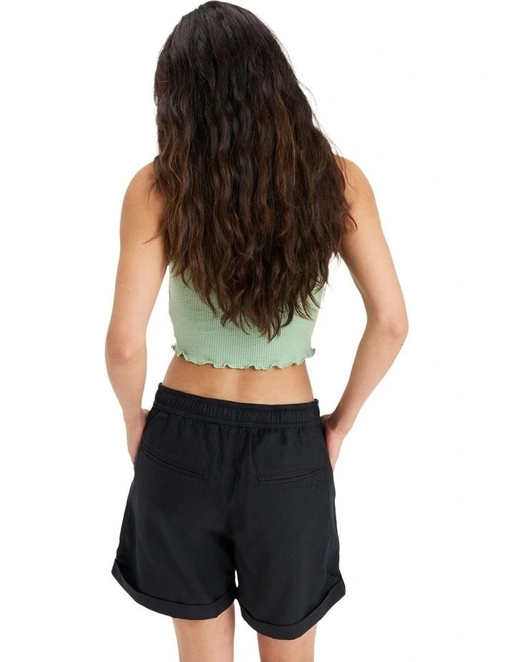 Sweetest Day Elastic Waist Shorts in Black image 2