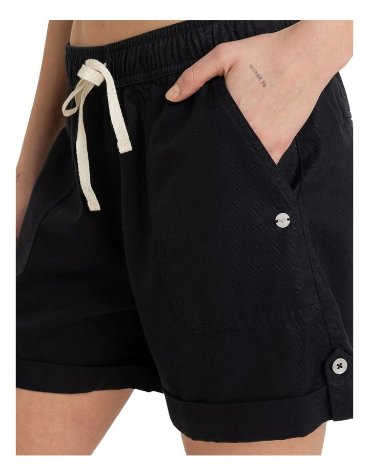 Sweetest Day Elastic Waist Shorts in Black image 4