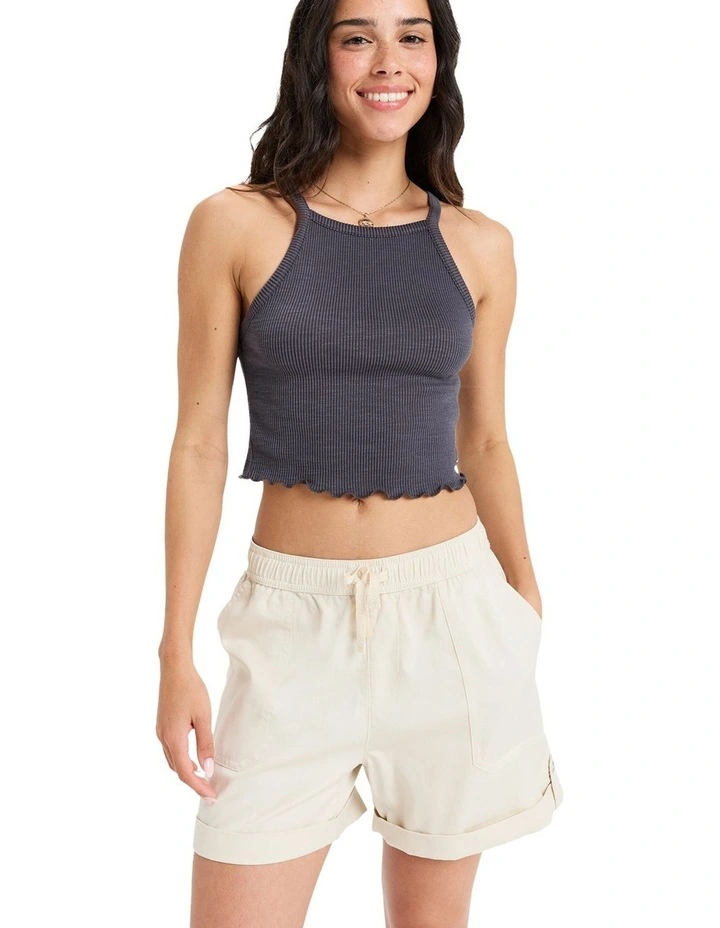 Sweetest Day Elastic Waist Shorts in White image 1