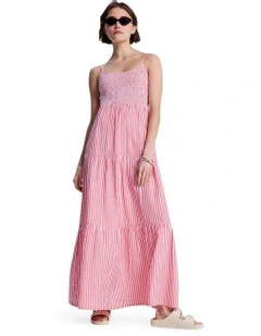 Tropical Glow Maxi Dress in Hibiscus Sunrise