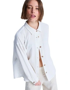 Morning Shinte Stripe Long Sleeve Shirt in White
