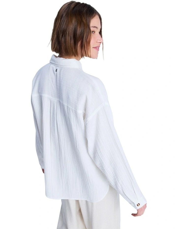 Morning Shinte Stripe Long Sleeve Shirt in White image 2