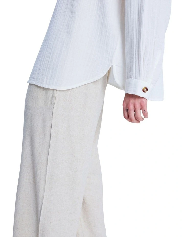 Morning Shinte Stripe Long Sleeve Shirt in White image 4