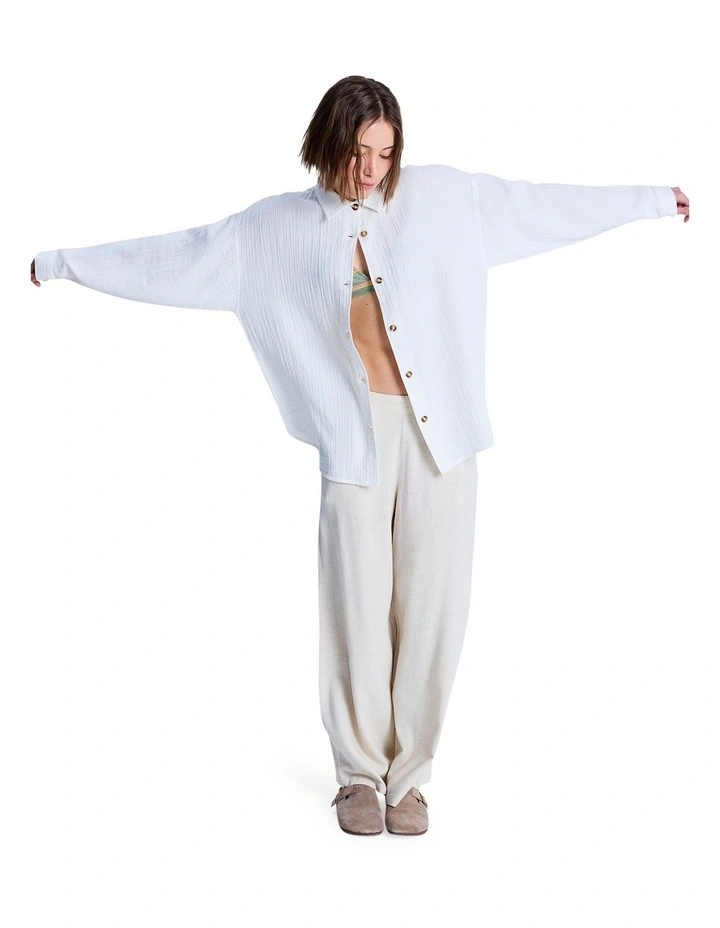 Morning Shinte Stripe Long Sleeve Shirt in White image 5