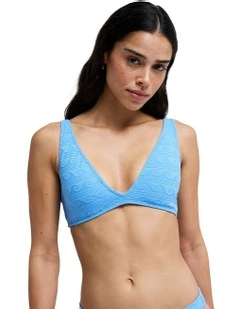 Paradise Wave Elongated Tri Bikini Top in Blue