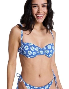 Printed Essentials Uderwire Bralette Bikini Top Blue