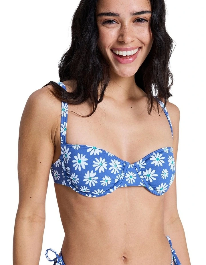 Printed Essentials Uderwire Bralette Bikini Top Blue image 4
