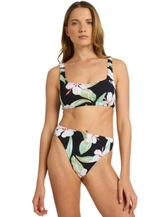 Printed Essentials Bralette Bikini Top in Black