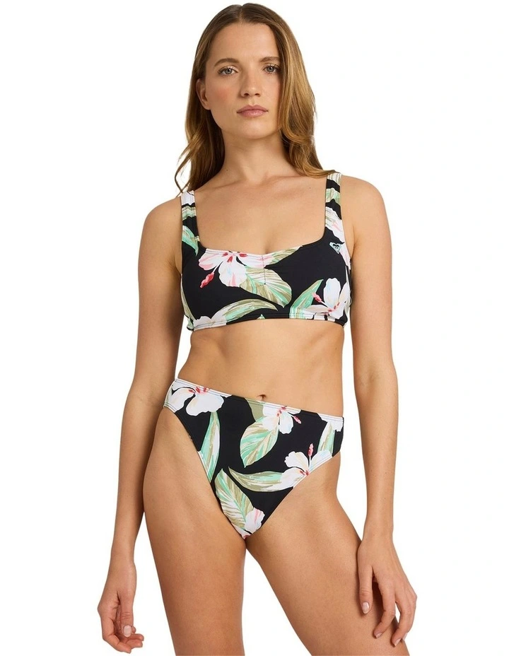 Printed Essentials Bralette Bikini Top in Black image 1