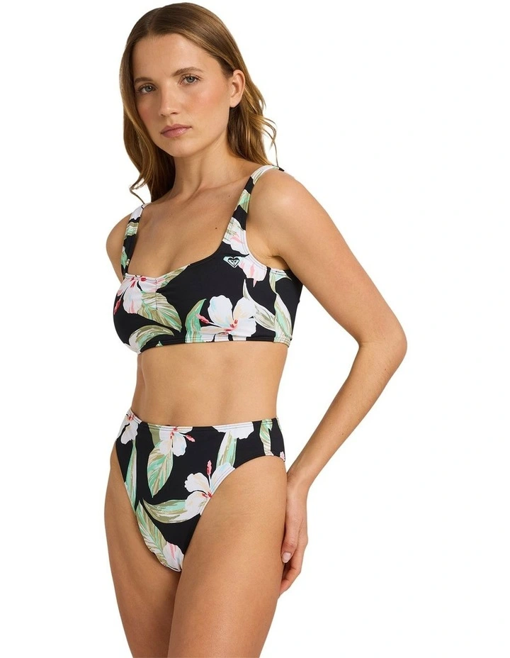 Printed Essentials Bralette Bikini Top in Black image 3