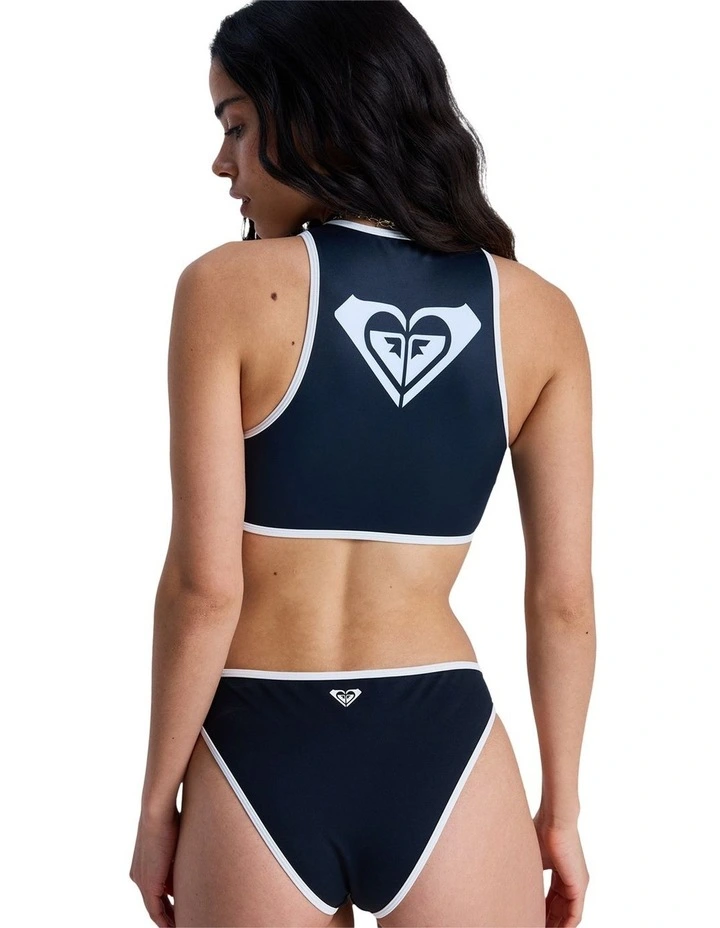 The Retro Crop Bikini Top in Black image 2