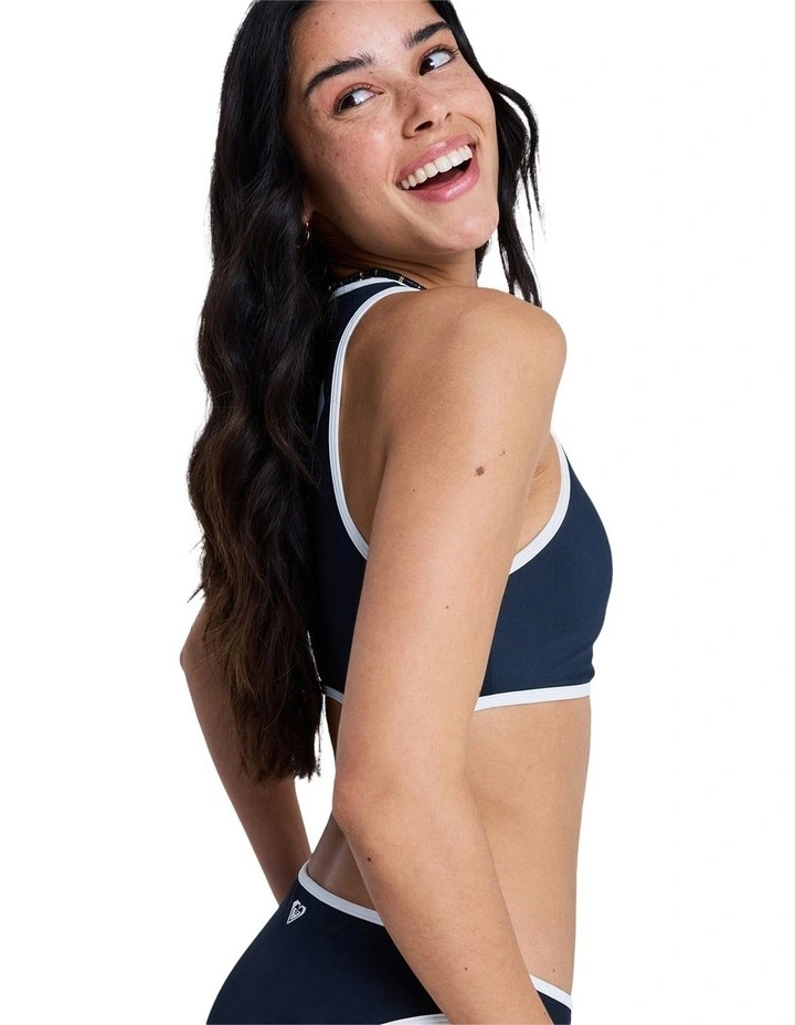 The Retro Crop Bikini Top in Black image 3