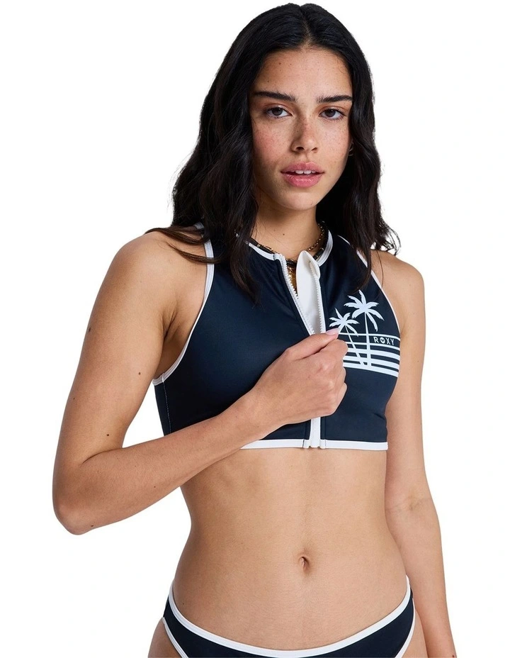 The Retro Crop Bikini Top in Black image 4