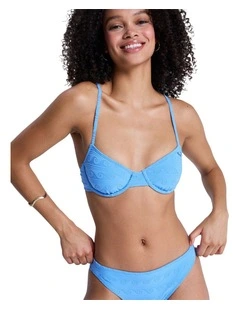 Paradise Wave Underwire Bralette Bikini Top Blue
