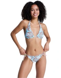 Hibiscus Hype Tie Sude Revo Moderate Bikini Bottom Green