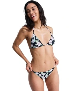 Printed Essentials Tie Side Classic Bikini Bottom in Black