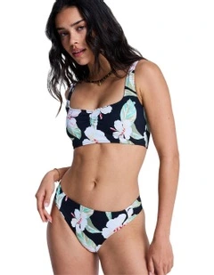 Printed Essentials Moderate Bikini Bottom in Black