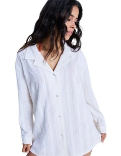 Sunset Back Cover Up Shirt in Bright White