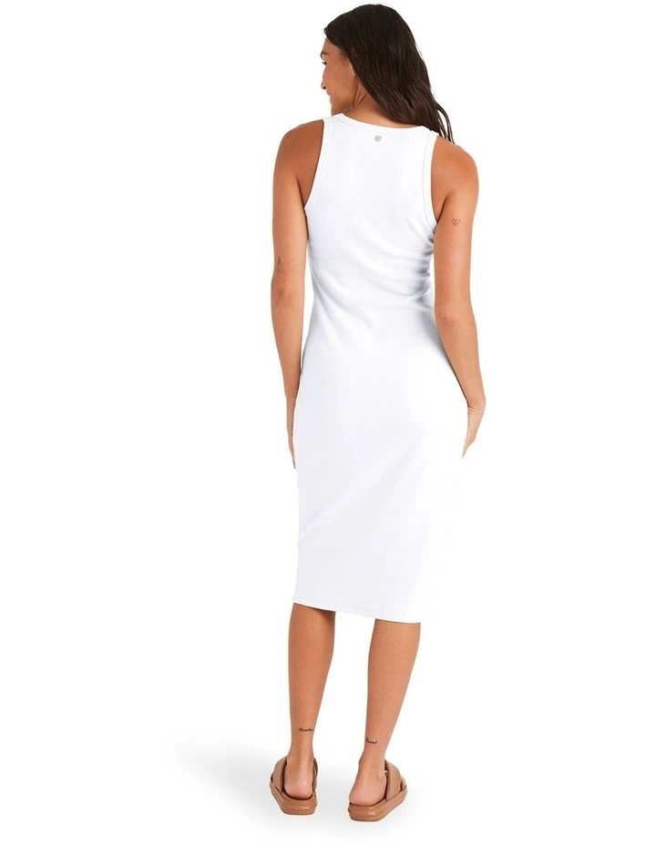 Base Rib Midi Dress in White image 2