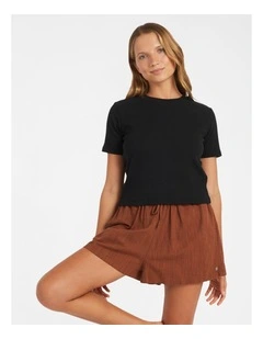 Place To Elastic Waist Shorts in Brown