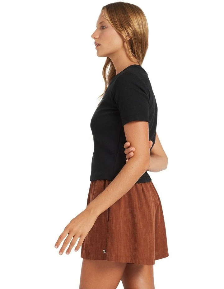 Place To Elastic Waist Shorts in Brown image 3